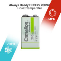 Camelion - HR6F22 / 9 Volt-Block - 9-Volt 200mAh Ni-Mh
