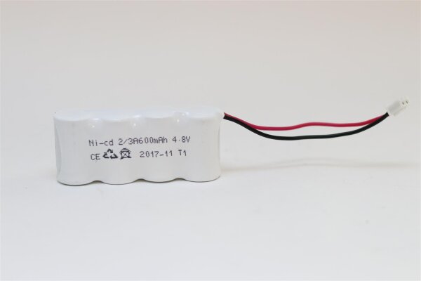 Ersatzakku für Fluchtwegleuchten - Ni-cd 2/3A600mAh - 4,8 Volt inkl. Stecker