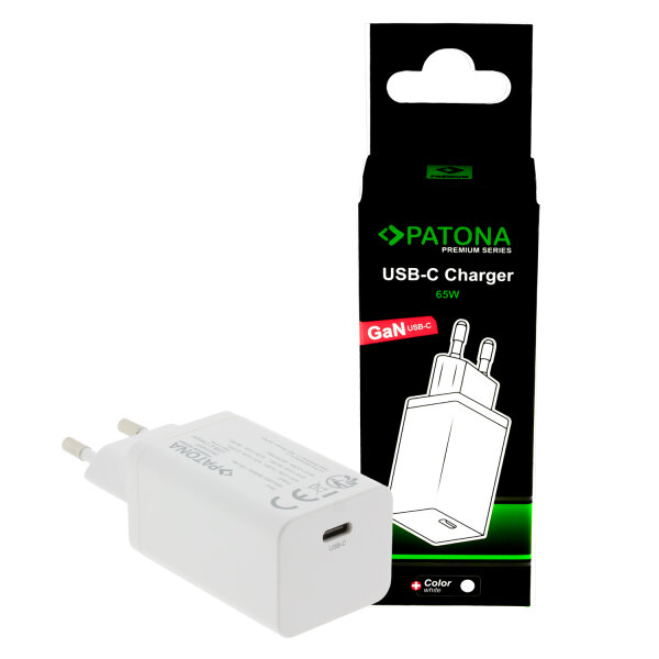 PATONA - Premium GaN PD65W Adapter - 1xUSB-C PD3.0 QC3.0 - weiß