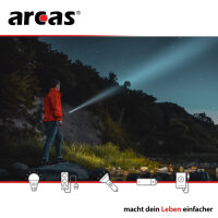 ARCAS - LED Aluminium Taschenlampe - 3 Watt Zoom - 170 Lumen - silber