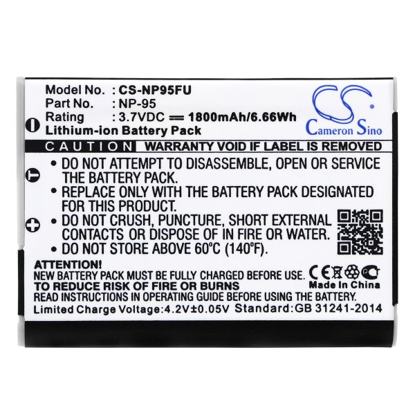 Ersatzakku - CS-NP95FU - für Ricoh DB-90 / Fujifilm NP-95 - 3,7 Volt 1800mAh Li-Ion