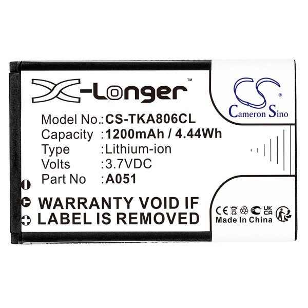 Ersatzakku - CS-TKA806CL - 3,7 Volt 1200mAh Li-Ion - schwarz