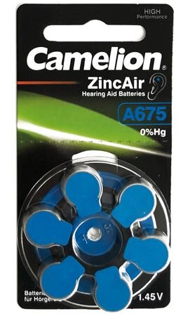 Camelion - A675 / PR44 - 1,4 Volt Zinc Air - 6er Blister - EOL = Mindesthaltbarkeitsdatum abgelaufen