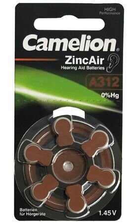 Camelion - A312 / PR41 - 1,4 Volt 160mAh Zinc Air - 6er Blister - EOL = Mindesthaltbarkeitsdatum abgelaufen