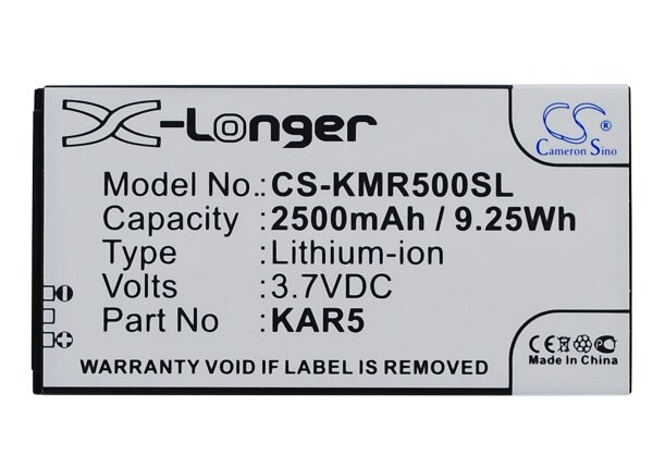 Ersatzakku kompatibel zu Kazam Life R5 - CS-KMR500SL - 3,7 Volt 2500mAh Li-Ion - schwarz