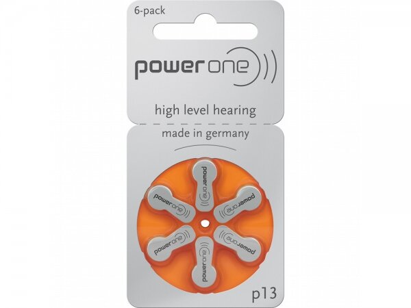 powerone - high level hearing - p13 - 1,45 Volt 300mAh Zink Luft - Hörgerätebatterie - 6er Blister - EOL = Mindesthaltbarkeitsdatum abgelaufen