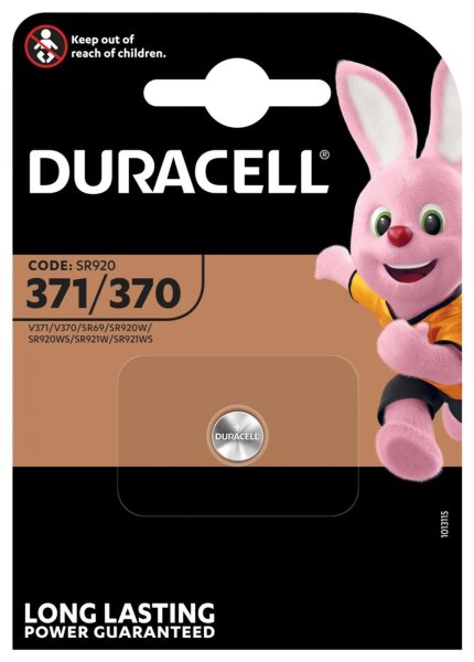 Duracell - 370 / 371 - 1,55 Volt 40mAh AgO - Knopfzelle - EOL = Mindesthaltbarkeitsdatum abgelaufen