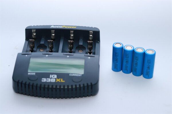 AccuPower IQ338XL & Liter INR18500 - 3,7 Volt 1600mAh Li-Ion Set 5-tlg.