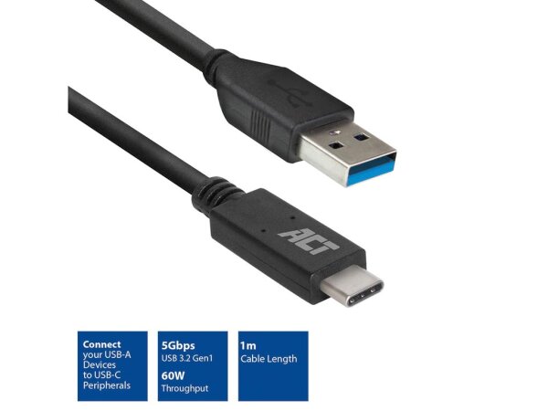 USB 3.0 Kabel, USB-A auf USB-C, 1 Meter