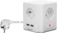 Steckdosenwürfel 4-fach mit Schalter und USB