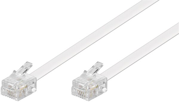 Telefonkabel (Modularkabel), weiß - 3 Meter - Kupferkaschierter Aluminiumleiter (CCA), RJ11-Stecker (6P4C) > RJ11-Stecker (6P4C)