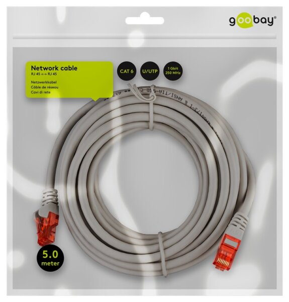CAT 6 Patchkabel, U/UTP, grau