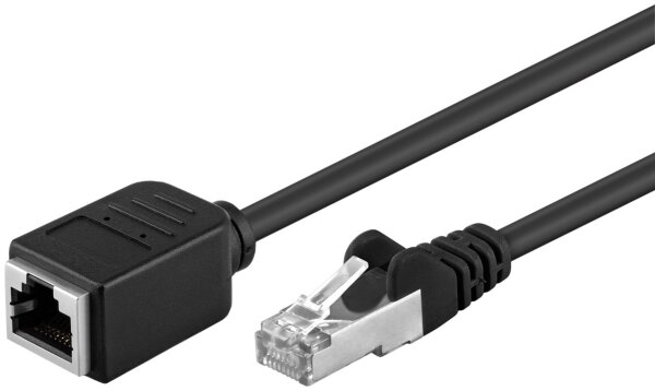 CAT 5e Verlängerungskabel, F/UTP, schwarz, 0,5 m