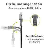 goobay - USB-C™-auf-USB-A-Textilkabel mit Metallsteckern (spacegrau/silber), 2 Meter - elegantes und extra-robustes Verbindungskabel für Geräte mit USB-C™-Anschluss