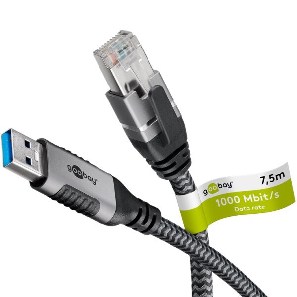 Ethernet-Kabel USB-A 3.0 auf RJ45, 7,5 m