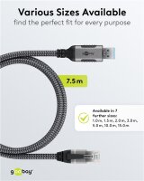 Ethernet-Kabel USB-A 3.0 auf RJ45, 7,5 m