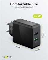 USB-A QC Dual-Schnellladegerät (28 W) schwarz