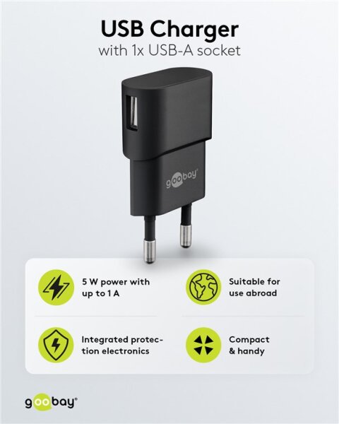 USB-A Ladegerät (5 W) schwarz