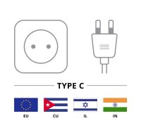 Anschlusskabel mit Eurostecker abgewinkelt, 2 m, schwarz - Eurostecker (Typ C, CEE 7/16) 90° > Gerätebuchse C7 90°
