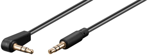 Audio Verbindungskabel AUX, 3,5 mm stereo 3-pol., slim, CU, abgewinkelt, 1,5 m