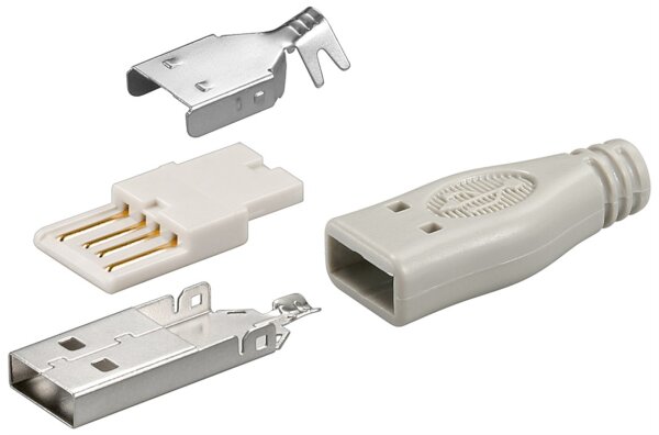 USB A-Stecker, Lötversion 2,5 W, 0,5 A, 480 Mbit/s, USB 2.0