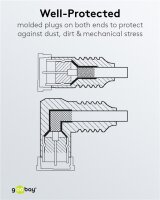 Gewinkeltes SAT-Antennenkabel (80 dB), doppelt geschirmt - 1,5 Meter - F-Stecker (Quick) > F-Stecker (Quick) 90° (vollständig geschirmt)
