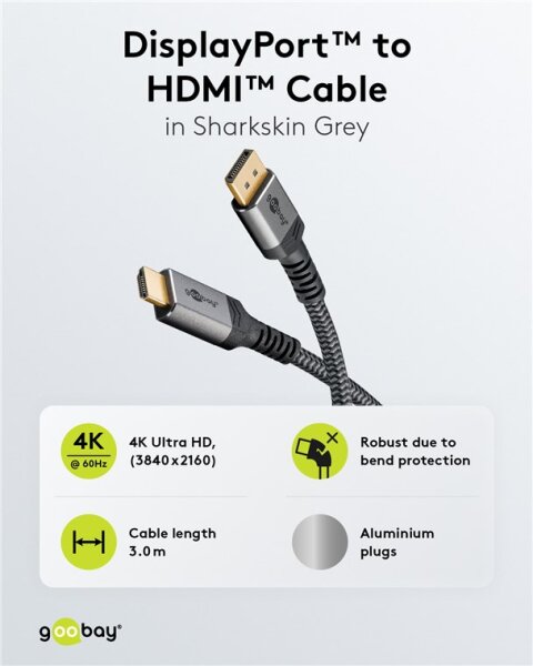 DisplayPort™-auf-HDMI™-Kabel, 4K @ 60 Hz