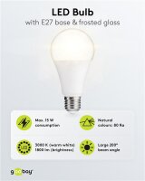 Goobay LED-Birne 15 W – warmweiß, E27, 1800 lm, mattiert