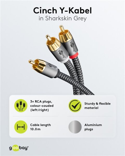 Cinch Y-Kabel, 10 m