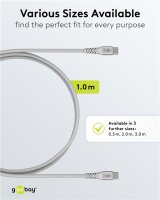 USB-C™ Supersoftes Textilkabel mit Metallsteckern, 1 m, weiß