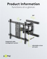 goobay - TV-Wandhalterung Pro FULLMOTION (L) - 37 bis 70 Zoll (94–178 cm), max. 60 kg