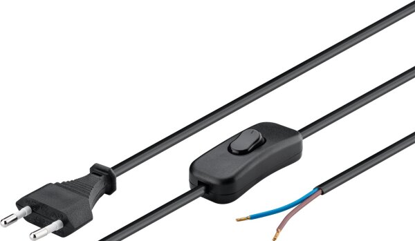 Kabel mit Eurostecker zum Konfektionieren - mit Schalter, 1,5 m, Schwarz