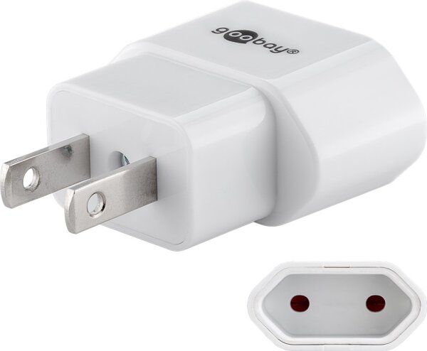 goobay - Netzadapter US/Japan, Weiß - US/Japan-Stecker (Typ A, NEMA 1-15, 2-polig) > Eurostecker (Typ C, CEE 7/16)