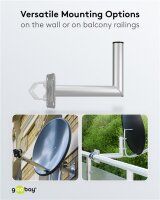 goobay - Aluminium Sat-Schüssel-Wandhalterung, 350 mm Wandabstand - hochwertige Halterung für Satellitenschüsseln aus rostfreiem und wetterfestem Aluminium