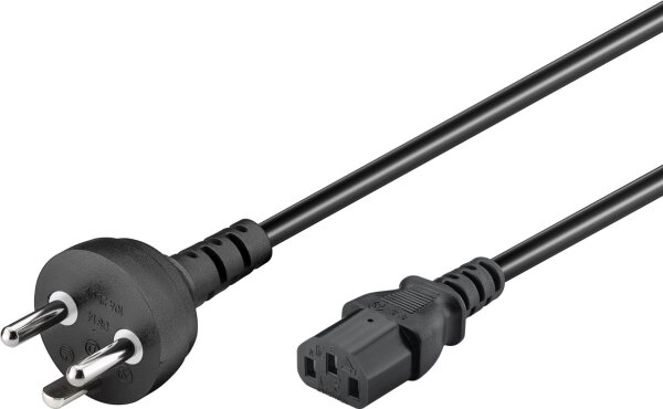 Kaltgerätekabel Dänemark Typ K, 2 m, Schwarz