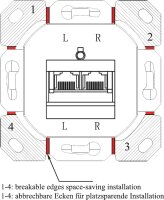 CAT-6-Unterputzdose (UP) - 2x RJ45-Anschlüsse, geschirmt, Klemmleiste für werkzeugfreie LSA-Montage