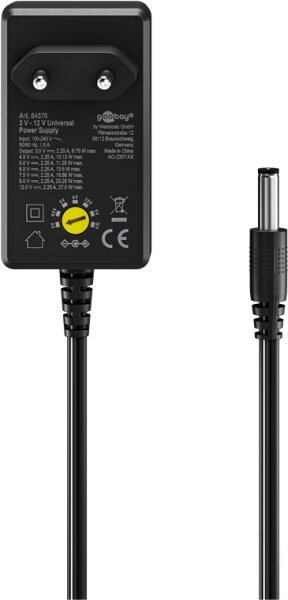 Goobay Universal-Netzteil 3–12 V | 27 W | 2,25 A – Vielseitige Stromversorgung für Ihre Geräte