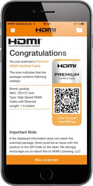 Premium High-Speed-HDMI™-Kabel mit Ethernet, zertifiziert (4K@60Hz)