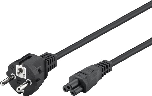 Netzkabel mit Schutzkontakt, 1,8 m, schwarz