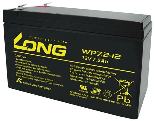 Long - WP7.2-12 - 12 Volt 7200mAh Pb - Faston 250 (F2)