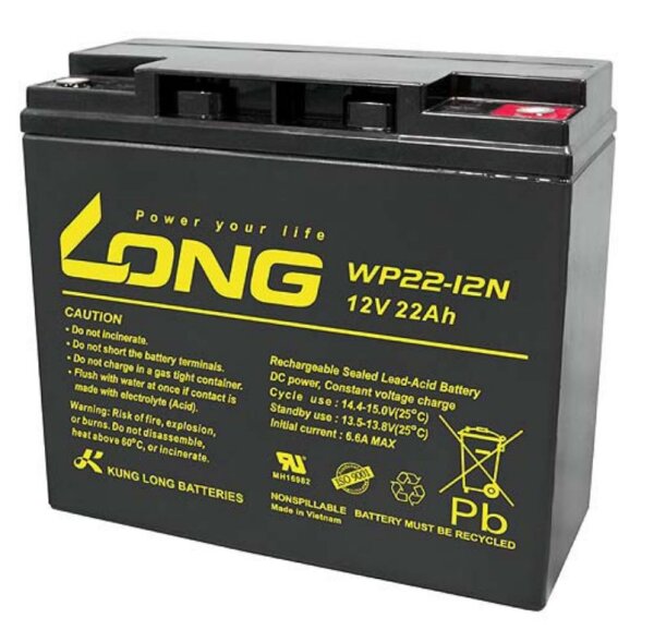 Long - WP22-12N - 12 Volt 22Ah Pb - Bleiakku M6 Bolt