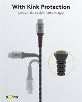 USB-C™-auf-USB-C™-Textilkabel mit Metallsteckern (spacegrau/silber), 1 m