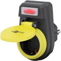 Steckdosenadapter mit Schalter, spritzwassergeschützt - Schutzkontaktsteckdose 1-fach für den Außenbereich