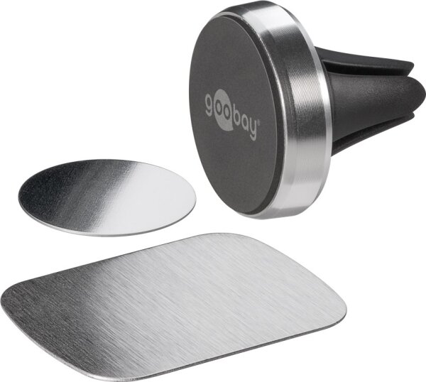 goobay - Magnethalterungs-Set Universal im Slim-Design zur einfachen und sicheren Befestigung mobiler Kleingeräte im Fahrzeug