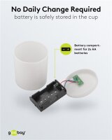 LED-Grablicht, weiß - mit realistischem Flackereffekt, warmweiß (2700 K), batteriebetrieben (2x AA), für den Innen- und Außenbereich (IP44)