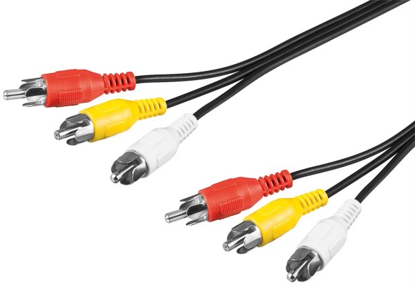 goobay - Composite Audio-Video-Verbindungskabel, 3x Cinch - 1,5 Meter - 3x Cinch-Stecker > 3x Cinch-Stecker