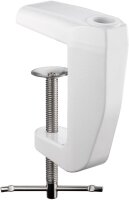 goobay - Ersatztischklemme für Lupenleuchten mit Gelenkarm, weiß für Tischplattenstärken 0 mm - 60 mm, massives Metall, pulverbeschichtet
