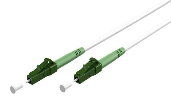 Glasfaserkabel (FTTH), Singlemode (OS2) White, (Simplex) - 1 Meter - LC-APC (8°) Stecker > LC-APC (8°) Stecker, halogenfreier Kabelmantel (LSZH), Lichtwellenleiter (LWL)