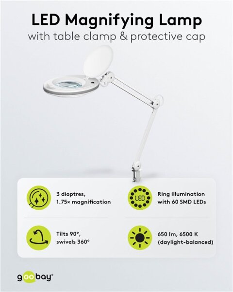 LED-Klemm-Lupenleuchte, 8 W, weiß