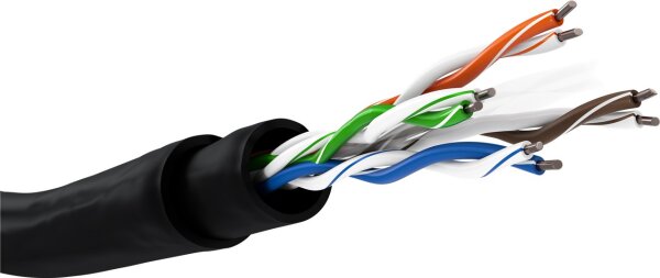 CAT 6 Outdoor Netzwerkkabel-Set, U/UTP, schwarz
